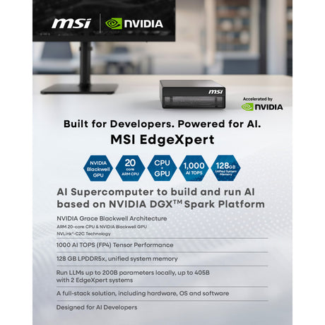 Msi edgexpert-32seu pc-systeem (zwart | cortex gb10 | nvidia blackwell | 128 gb | 4 tb ssd)