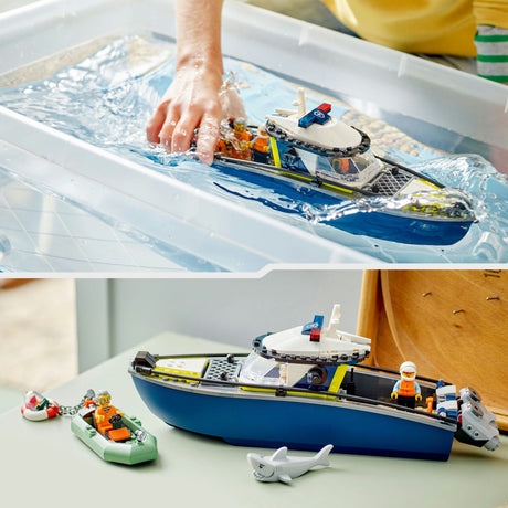 Lego ® city achtervolging met politieboot, drijft echt - 60456