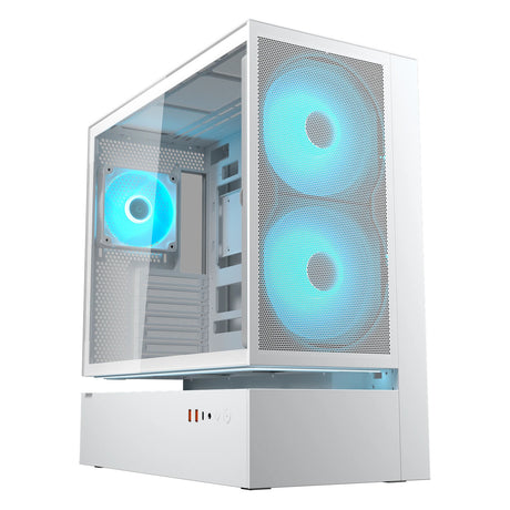 Cougar cfv235 mesh midi tower behuizing (wit | 2x usb-a | 1x usb-c | rgb | tempered glass)