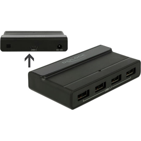 Delock externe usb 3.2 gen 2 4 port hub 10gbps usb-hub (zwart)