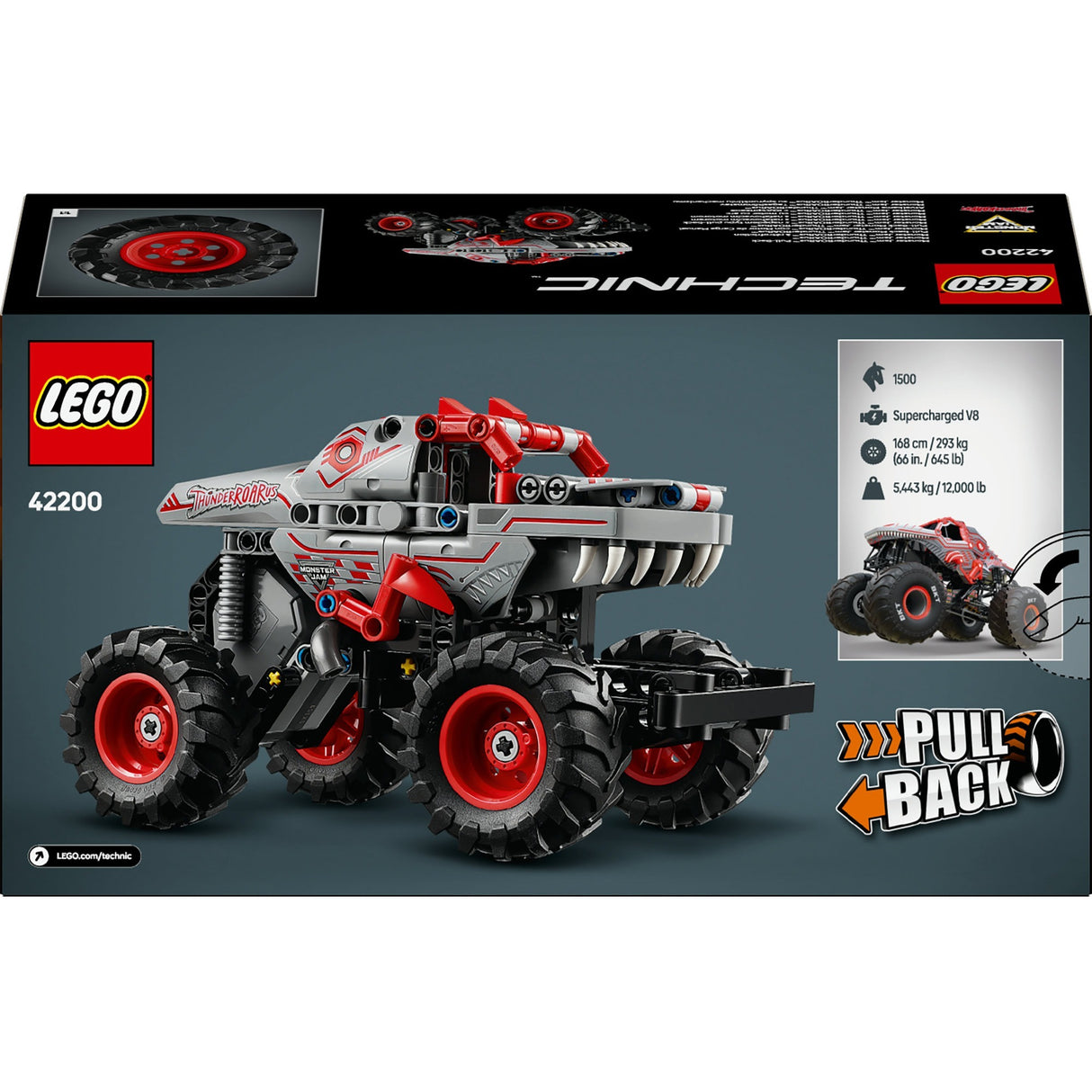 Lego technic monster jam™ thunderroarus™ pull-back truck - 42200