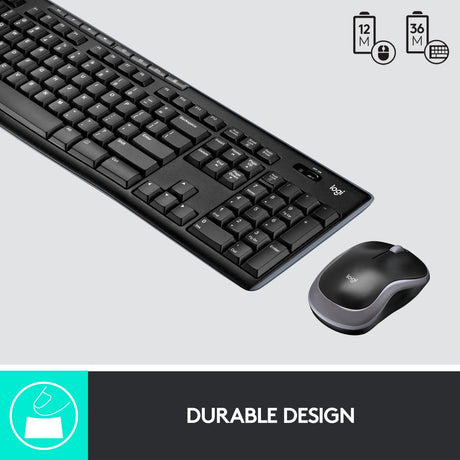 Logitech mk270 draadloze desktopset (zwart, eu lay-out (qwerty), rubberdome)