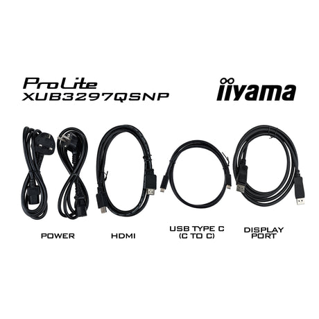 Iiyama prolite xub3297qsnp-b1 32 monitor (zwart, 1x displayport, 1x hdmi, 4x usb-c, 2x usb-a, 1x rj-45)