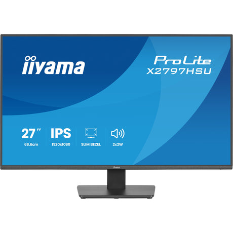Iiyama prolite x2797hsu-b1 27 monitor (zwart, 1x displayport, 1x hdmi, 2x usb-c, 2x usb-a, 120 hz)