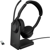 Jabra evolve2 55, incl. oplaadstandaard on-ear headset (zwart, stereo, uc, usb-a, link380a)