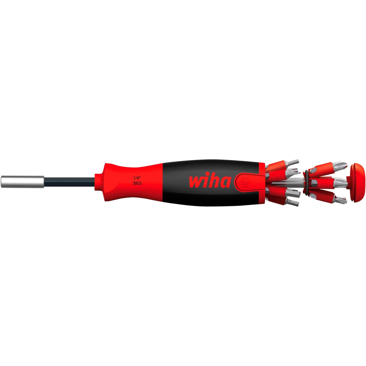 Wiha schroevendraaier met bitmagazijn liftup 25 magnetisch (zwart rood, 12 bits, 1 4 )