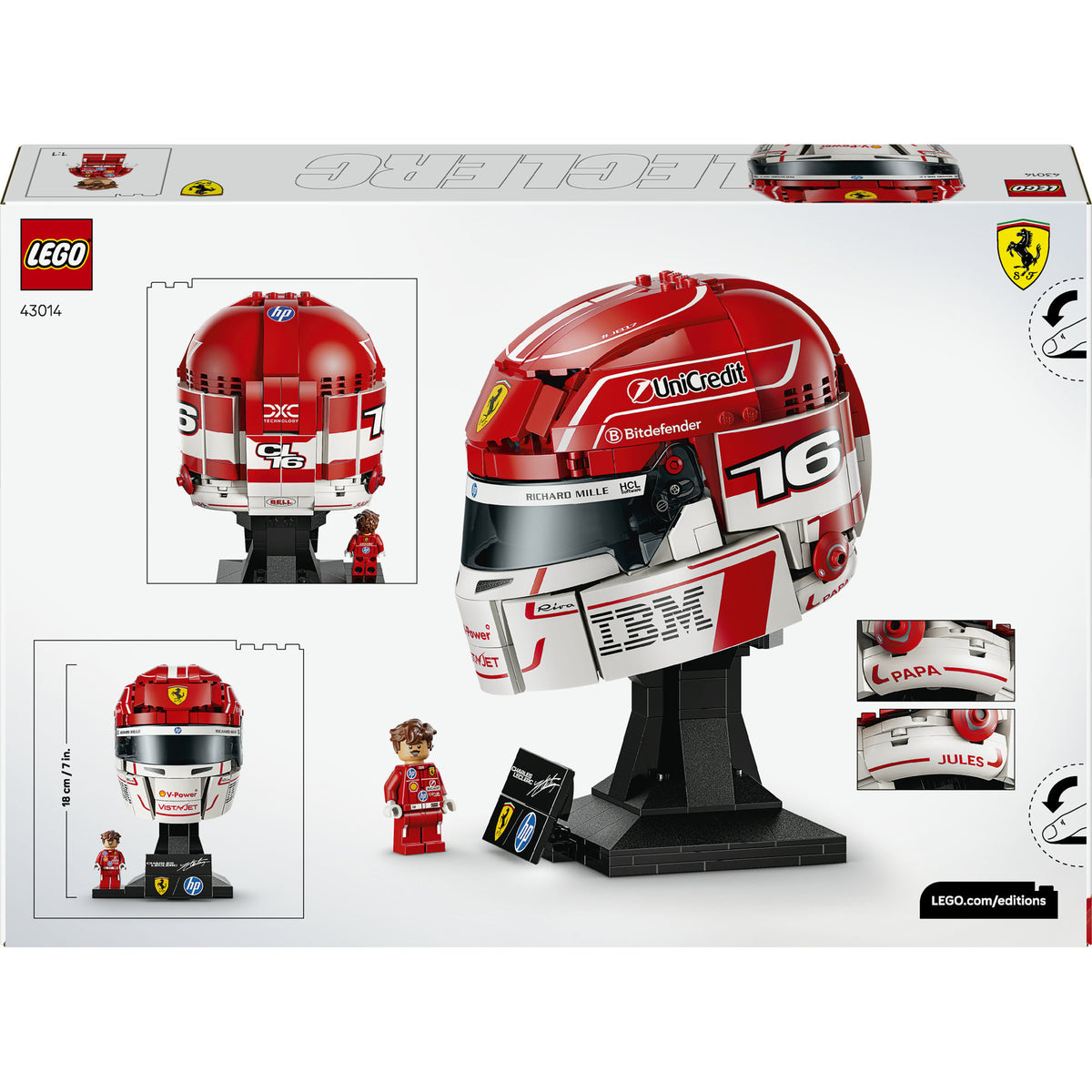 Lego editions scuderia ferrari hp helm van charles leclerc - 43014