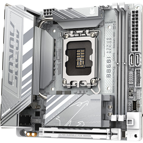 Gigabyte b860i aorus pro ice socket 1851 moederbord (zilver, raid, 2.5gb-lan, wi-fi 7, bt, sound, mini-itx)