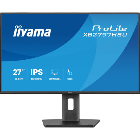 Iiyama prolite xb2797hsu-b1 27 monitor (zwart, 1x displayport, 1x hdmi, 2x usb-c, 2x usb-a, 120 hz)