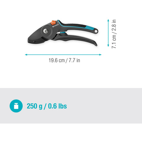 Gardena snoeischaar premiumcut pro voor droog hout met aambeeldsnede (grijs turquoise, 24 mm snoeidiameter)