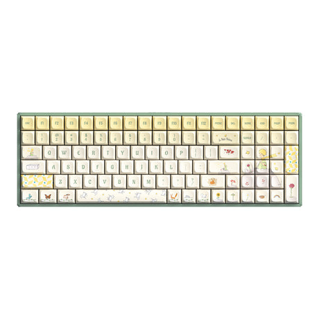 Iqunix f97 floral date rgb mechanisch gaming toetsenbord (groen, us lay-out (qwerty), iqunix little prince, 96%, rgb leds, hot-swappable, pbt, 2.4ghz | bluetooth 5.1 | usb-c)