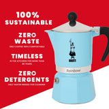 Bialetti rainbow espressomachine (lichtblauw, 6-kops)
