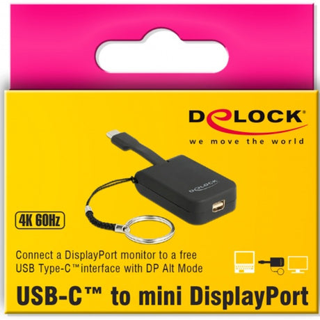 Delock usb-c > mini-displayport adapter sleutelhanger (zwart, 4k 60hz)