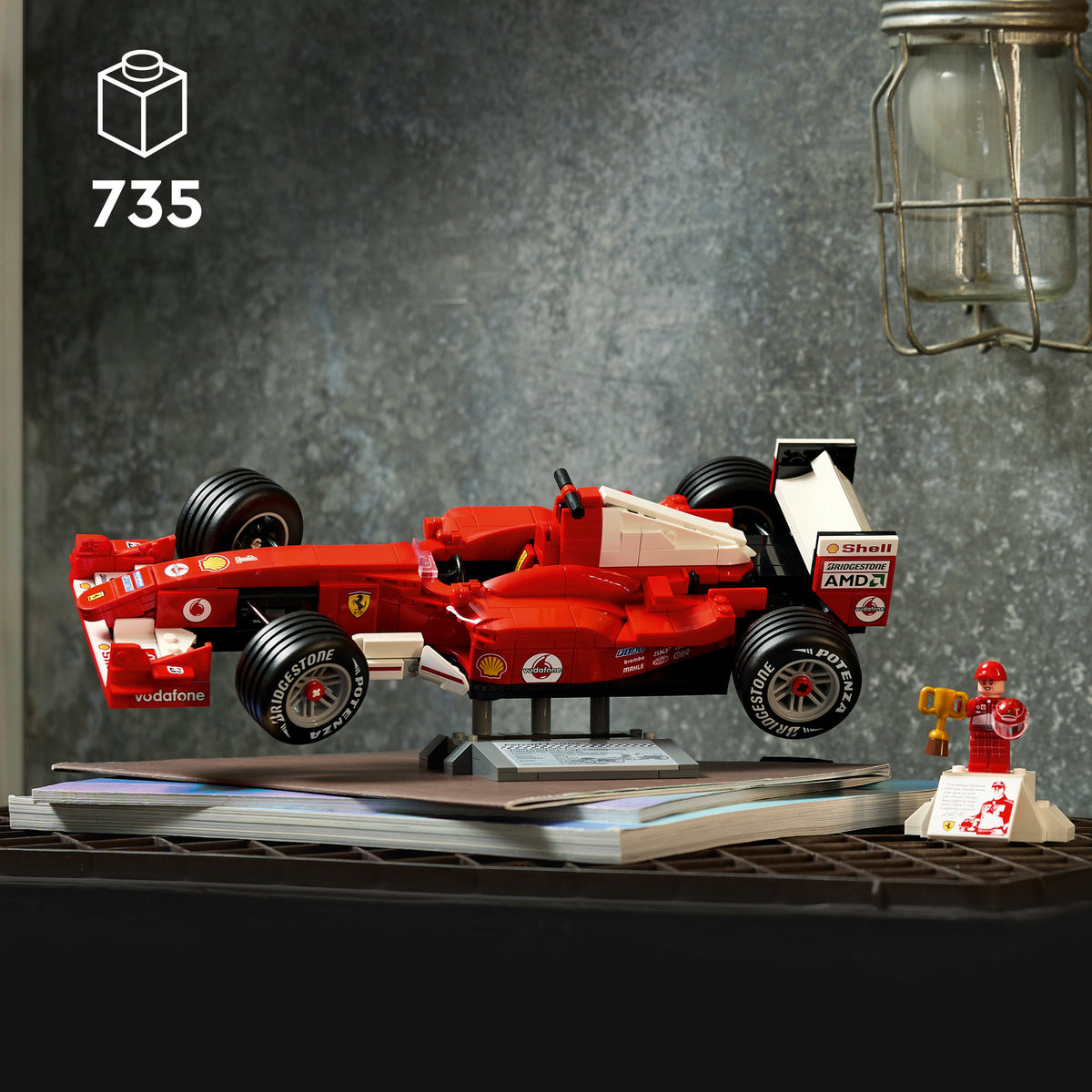 Lego icons ferrari f2004 en michael schumacher model auto bouwpakket voor volwassenen en decoratie 11375