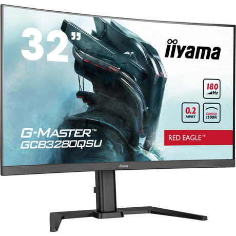 Iiyama g-master red eagle gcb3280qsu-b2 31.5 curved gaming monitor (zwart, 1x displayport, 2x hdmi, 2x usb-a, 180 hz)