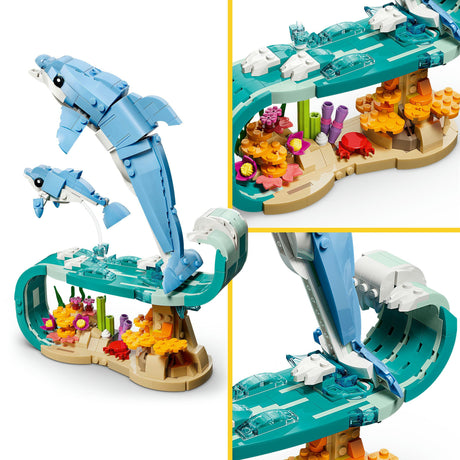 Lego ® creator 3in1 zeedieren: prachtige dolfijnen - bouw om tot een zeepaardje of krab - 31385