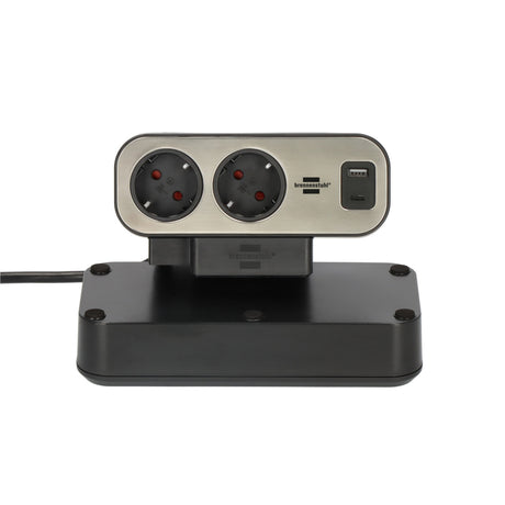 Brennenstuhl ®estilo duplex stekkerdoos met schakelaar en usb-c (stekkerblok met usb c power delivery voor snel opladen, 1x usb c en 1x usb a, 10x contactdozen, 2m kabel)