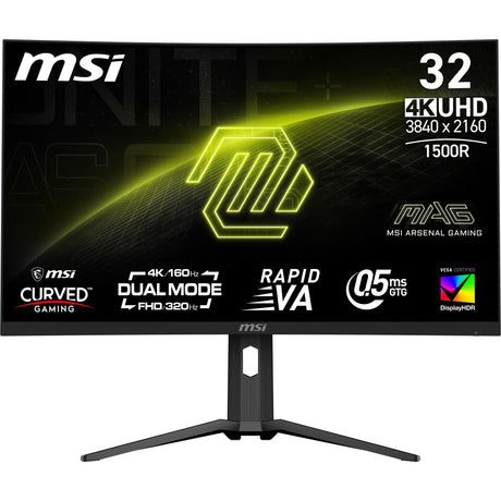 Msi mag 321cupdf 31.5 4k ultra hd curved gaming monitor (zwart, 1x displayport, 2x hdmi, 1x usb-c, 160 hz 320 hz)