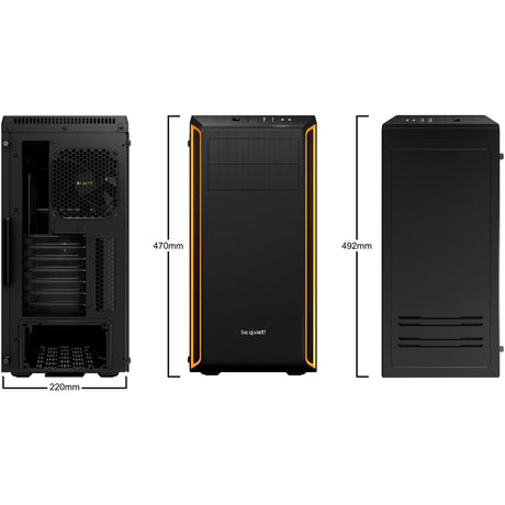 Be quiet! pure base 600 window midi tower behuizing (zwart oranje | 2x usb-a | tempered glass)