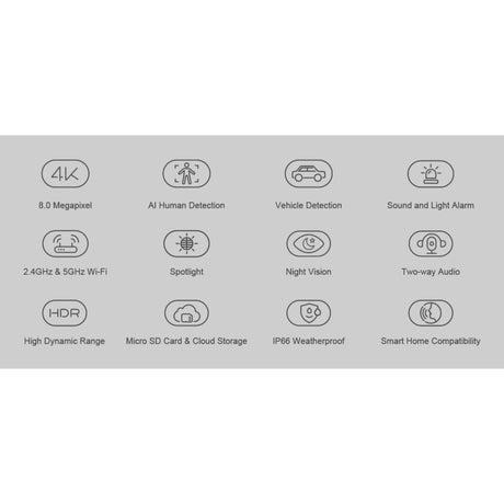 Foscam v8p, 4k 8mp dual-band wifi beveiligingscamera (wit, met geluid- en lichtalarm)