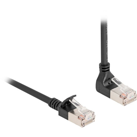 Delock rj45 network cable cat.6a s ftp slim 90° upwards angled straight 5 m kabel (zwart)