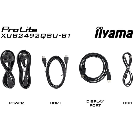 Iiyama prolite xub2492qsu-b1 23.8 monitor (zwart (mat), 1x displayport, 1x hdmi, 1x usb-c, 3x usb-a)