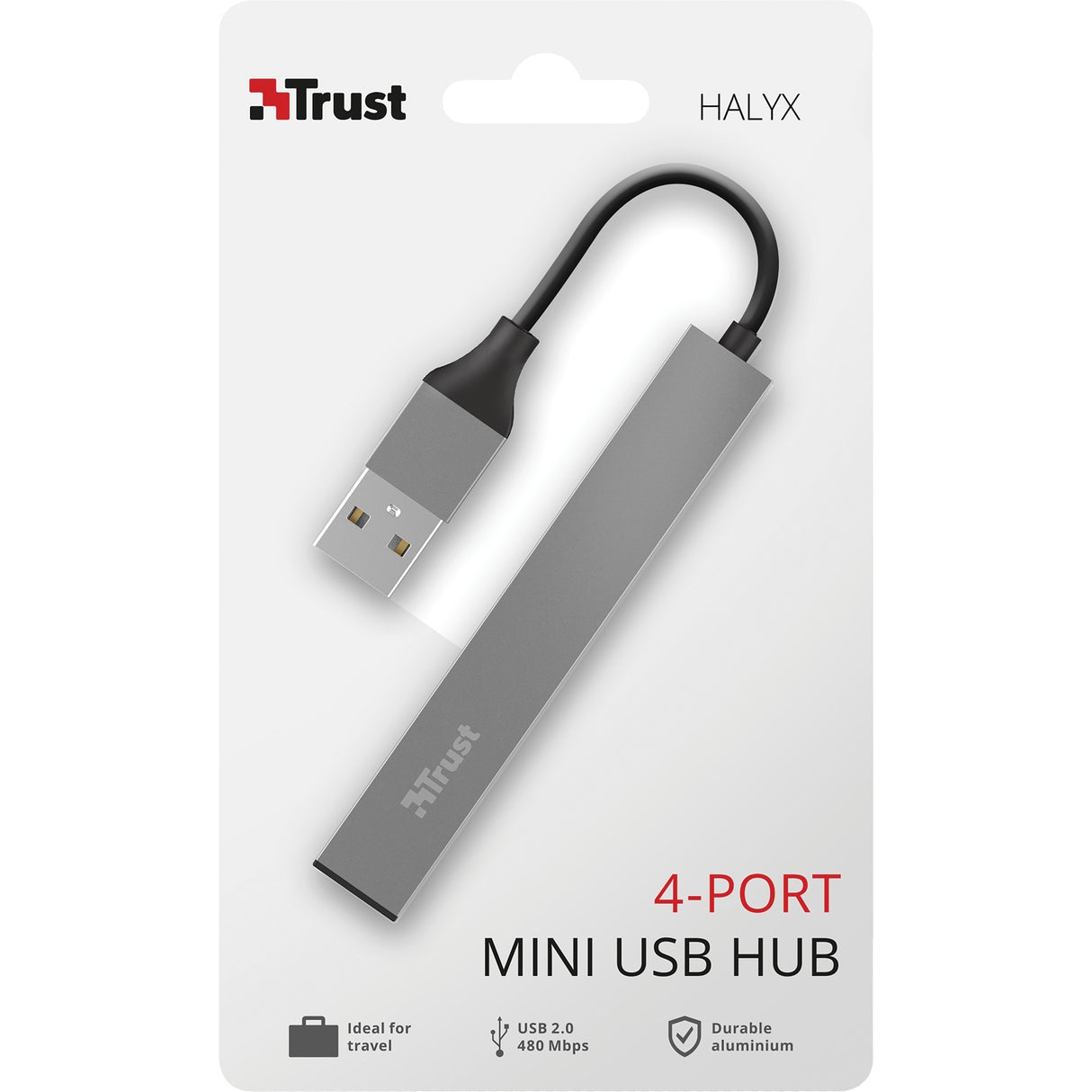 Trust halyx aluminium 4-port mini usb hub usb-hub (aluminium)