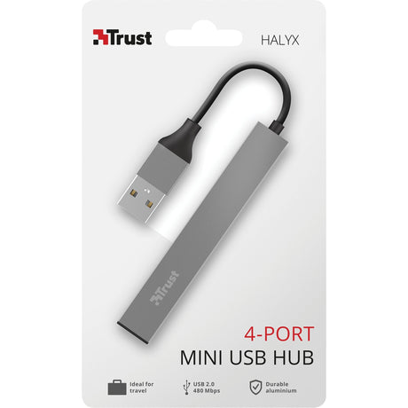 Trust halyx aluminium 4-port mini usb hub usb-hub (aluminium)