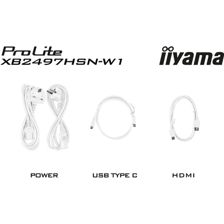 Iiyama prolite xb2497hsn-w1 23.8 monitor (wit, 1x displayport, 1x hdmi, 3x usb-c, 2x usb-a, 1x rj-45)