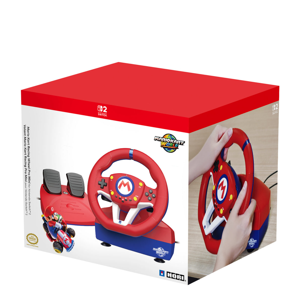 Hori mario kart racing wheel pro mini simulatorset (rood meerkleurig, nintendo switch 2, nintendo switch, nintendo switch oled, pc)