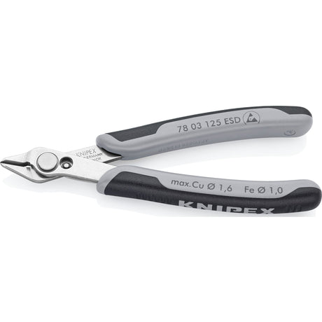 Knipex electronic super knips esd 78 13 125 esd elektronica-tang (grijs)