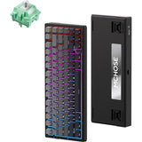 Mchose g75 pro tri-mode gasket structuur mechanisch gaming toetsenbord (zwart, us lay-out (qwerty), ktt cabbage tofu v2, 75%, rgb, hot swap, pbt double-shot, 2.4 ghz | usb-c | bluetooth)