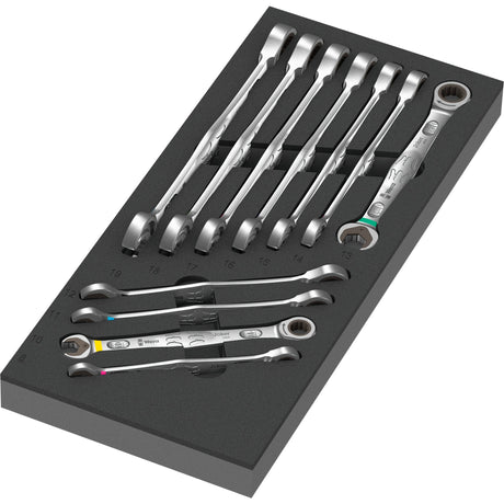 Wera zelfaanpassende steeksleutel 6000 joker set 1 gereedschapsset (zwart grijs, combinatie ratelsleutelset, in schuimrubberen inzet voor werkplaatswagen)