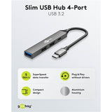 Goobay slanke usb-hub met 4 poorten, usb-c naar usb-c usb-a, 5 gbit s (lichtgrijs)