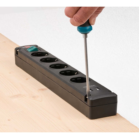 Brennenstuhl bremounta stekkerdoos 5-voudig (zwart, 5x stekker, 2x usb-a, 2x usb)