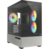 Sharkoon mk7 argb mini tower behuizing (zwart | 2x usb-a | 1x usb-c | rgb | tempered glass)