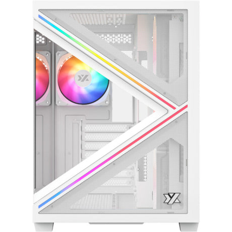 Xyz pc gear qubex midi tower behuizing (wit | 2x usb-a | 1x usb-c | tempered glass)