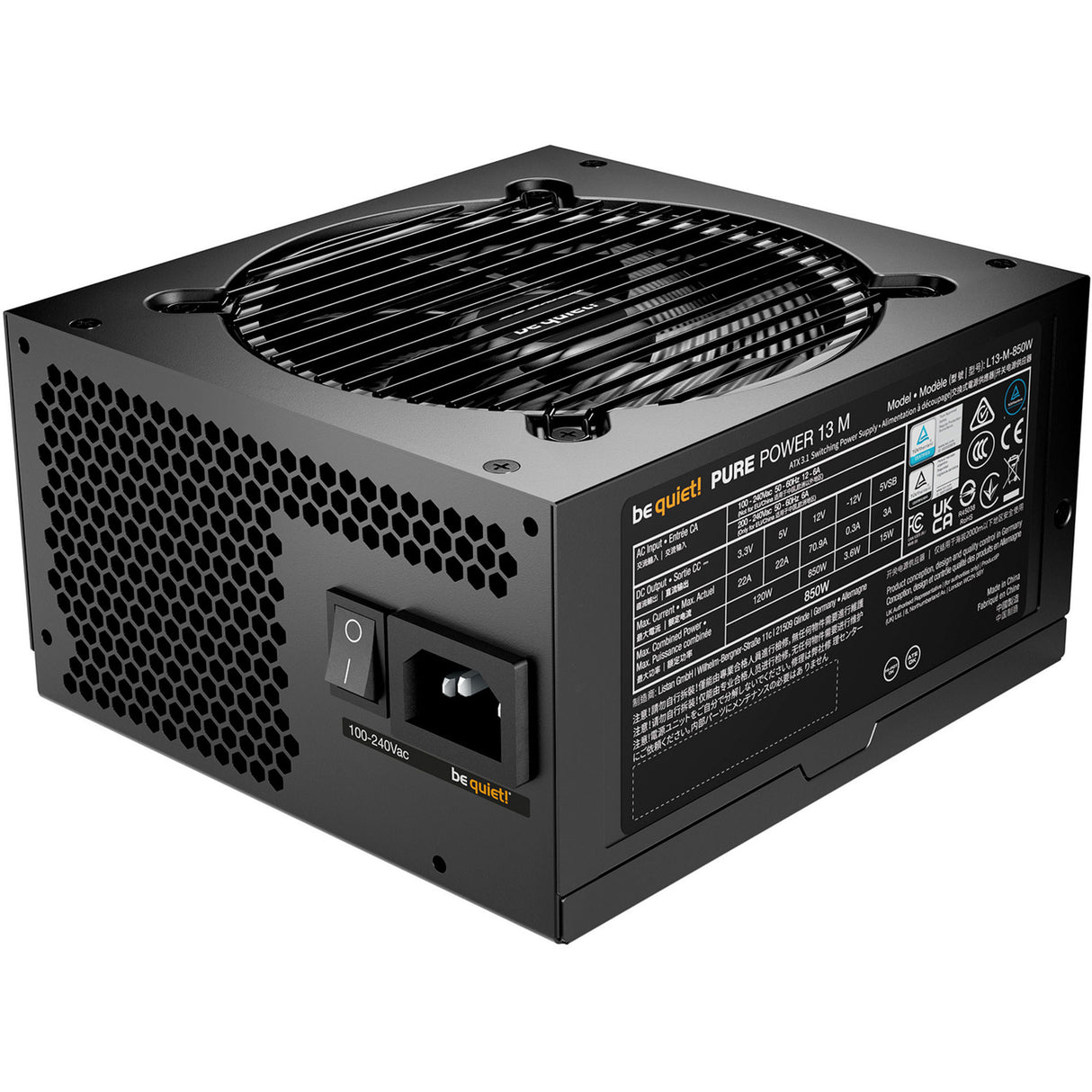 Be quiet! pure power 13 m modulaire 850 watt voeding (zwart, 1x 12v-2x6, 4x pcie)