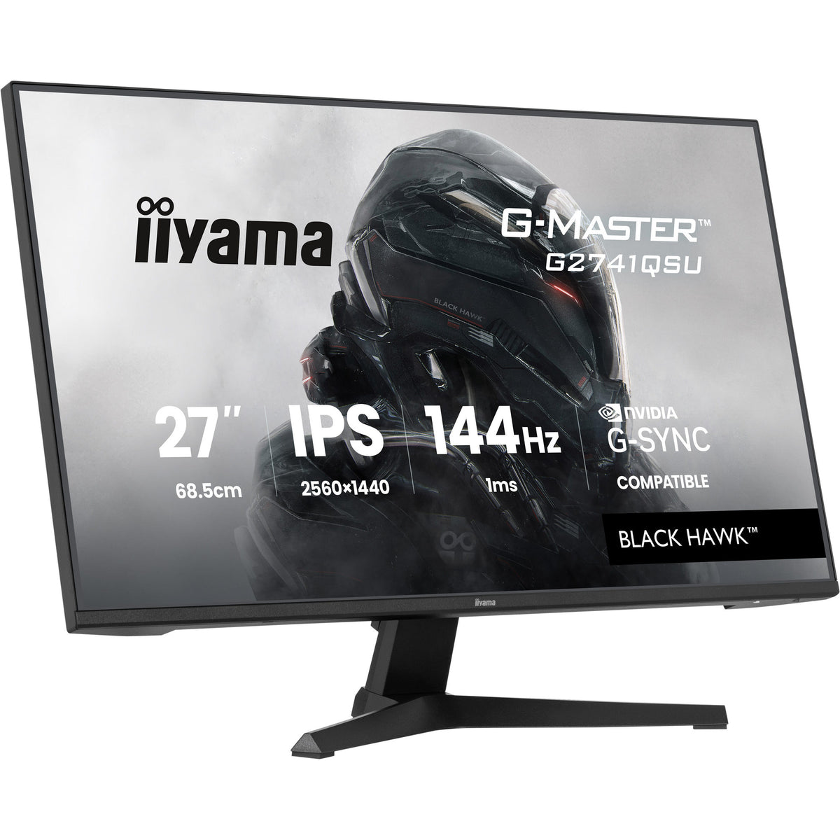 Iiyama g-master black hawk g2741qsu-b1 27 gaming monitor (zwart, 1x displayport, 1x hdmi, 2x usb-a, 144 hz)