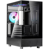 Silverstone lucid 04 mini tower behuizing (zwart | 2x usb-a | 1x usb-c | rgb | tempered glass)