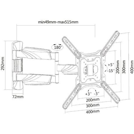 Act connectivity full motion tv en monitor wandsteun, 23 tot 55 wandmontage (zwart)
