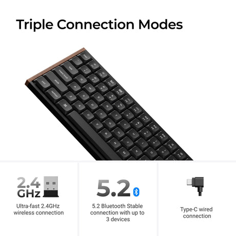 Keychron k1 ultra 8k wireless custom mechanical keyboard (zwart, us lay-out (qwerty), milk pom banana, 80% (tkl), rgb leds, lsa double-shot pbt, usb-c | 2.4 ghz | bluetooth 5.2)