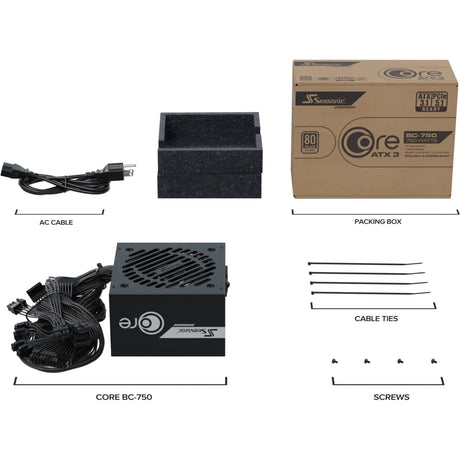 Seasonic core bc-750 atx 3.1 750 watt voeding (zwart, 1x 12v-2x6, 2x pcie)