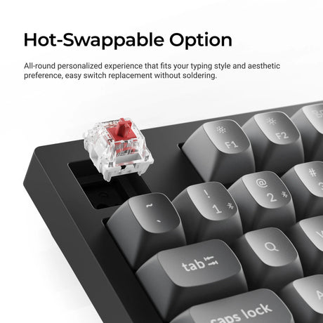 Keychron k10 max-h12 rgb mechanisch toetsenbord (zwart, us lay-out (qwerty), apex red, 100%, rgb leds, osa double-shot pbt, hot swap, usb-c | 2.4 ghz | bluetooth 5.1)