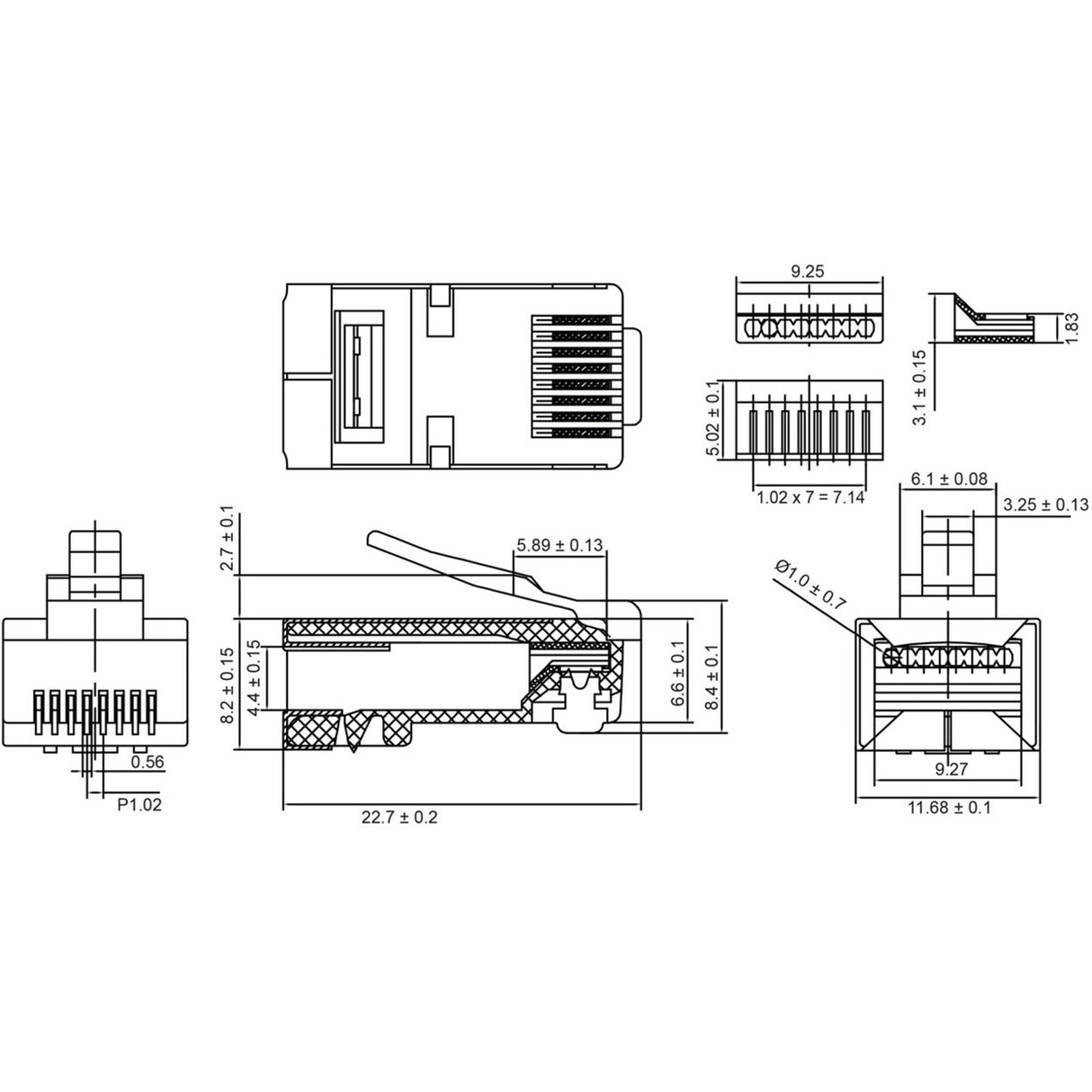 Goobay rj45 plug, cat 5e stp stekker (grijs, 10 stuks)