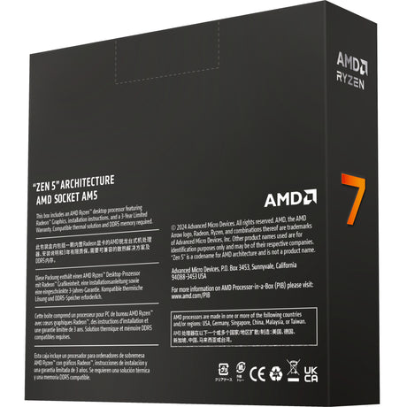 Amd ryzen 7 9700x, 3,8 ghz (5,5 ghz turbo boost) socket am5 processor (unlocked, boxed)