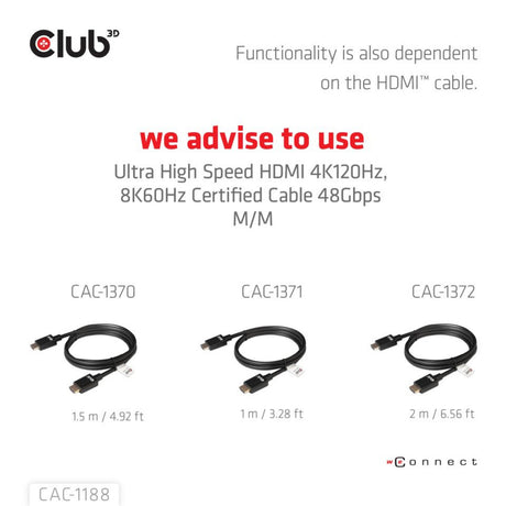Club 3d mini displayport 1.4 naar hdmi 8k60hz m f adapter (zwart)