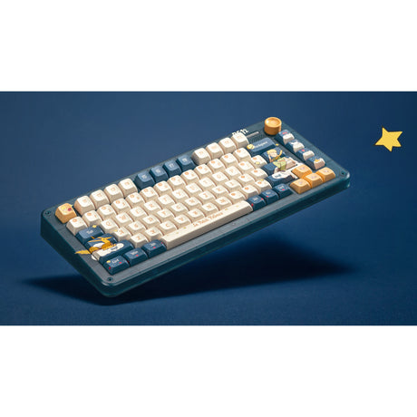 Iqunix zx75 sky encounter wireless mechanical keyboard (blauw, us lay-out (qwerty), iqunix little prince, 75%, rgb leds, hot-swappable, double-shot pbt, 2.4ghz | bluetooth 5.1 | usb-c)