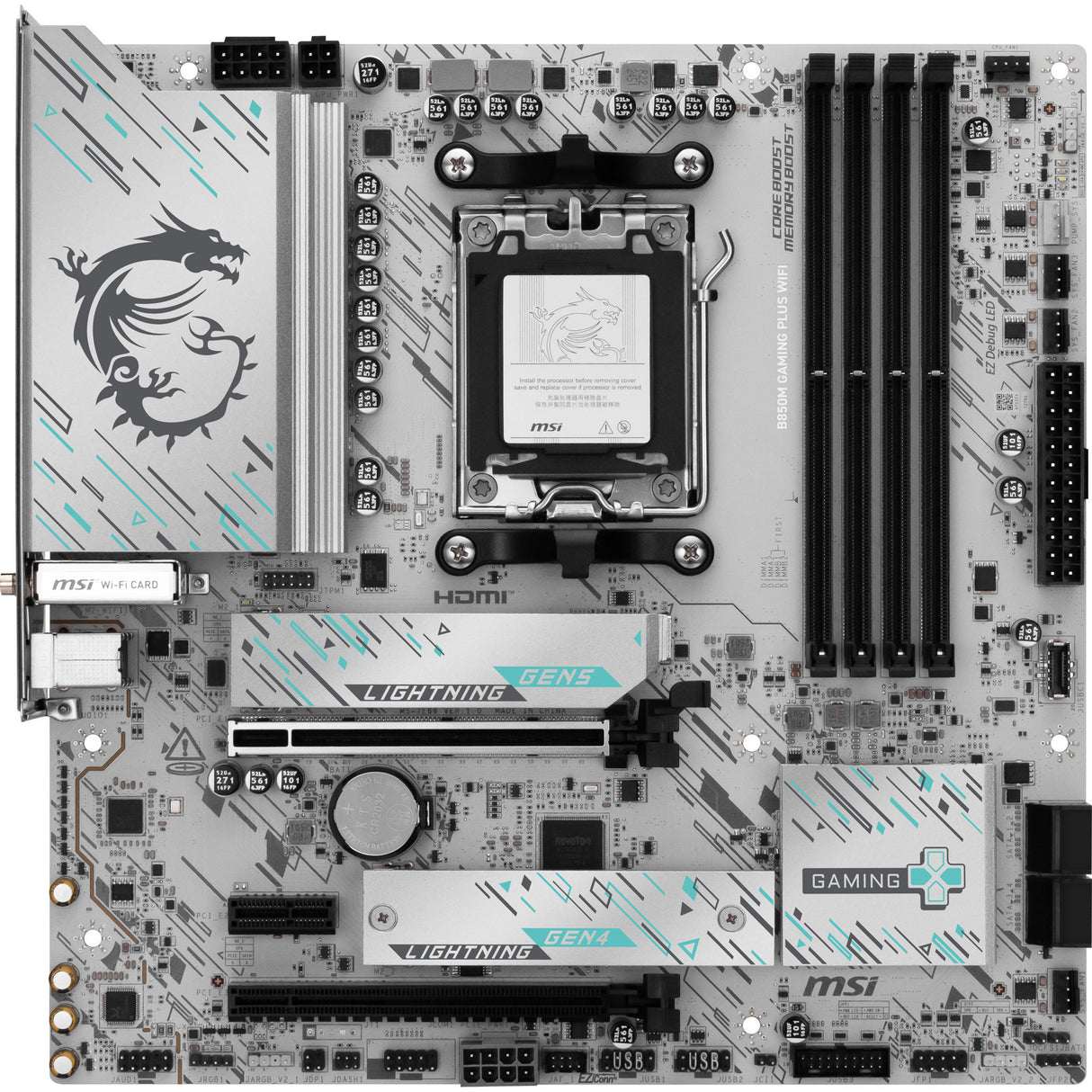 Msi b850m gaming plus wifi socket am5 moederbord (raid, 5gb-lan, wi-fi 7, bt, sound, µatx)
