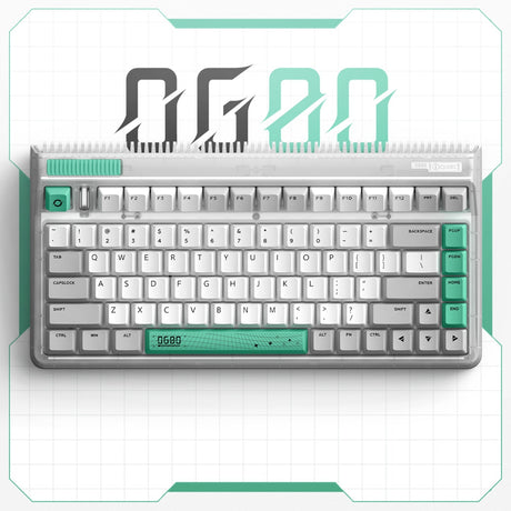 Iqunix og80 wormhole wireless mechanical keyboard (grijs, us lay-out (qwerty), cherry mx brown, 80% (tkl), rgb leds, hot-swappable, pbt, 2.4ghz | bluetooth 5.1 | usb-c)